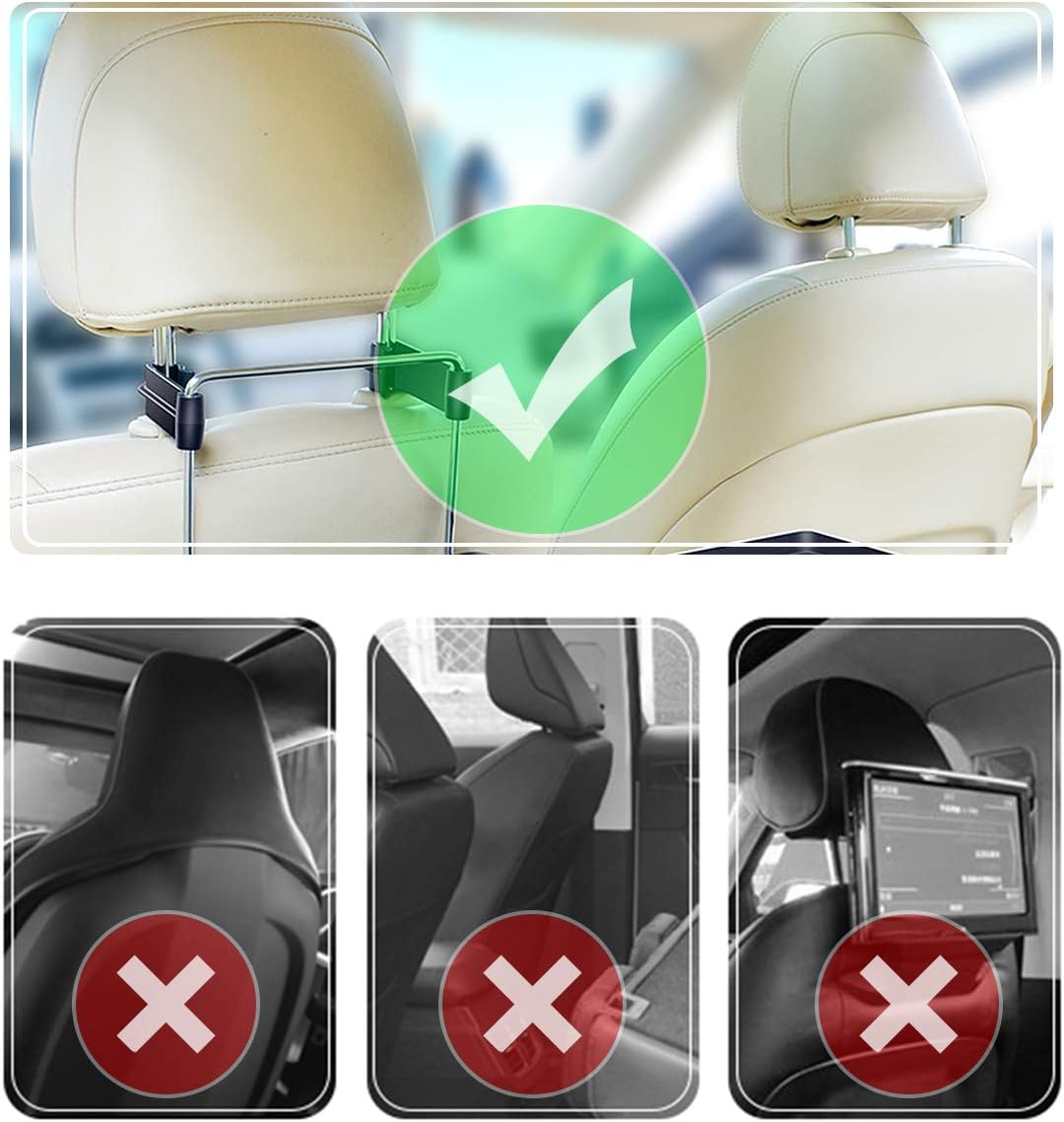 2-in-1 Auto-Lenkrad-Tablett/Rücksitz-Kopfstützen-Ablage zum Essen, Trinken und Schreiben, Laptop, Arbeit, Schwarz