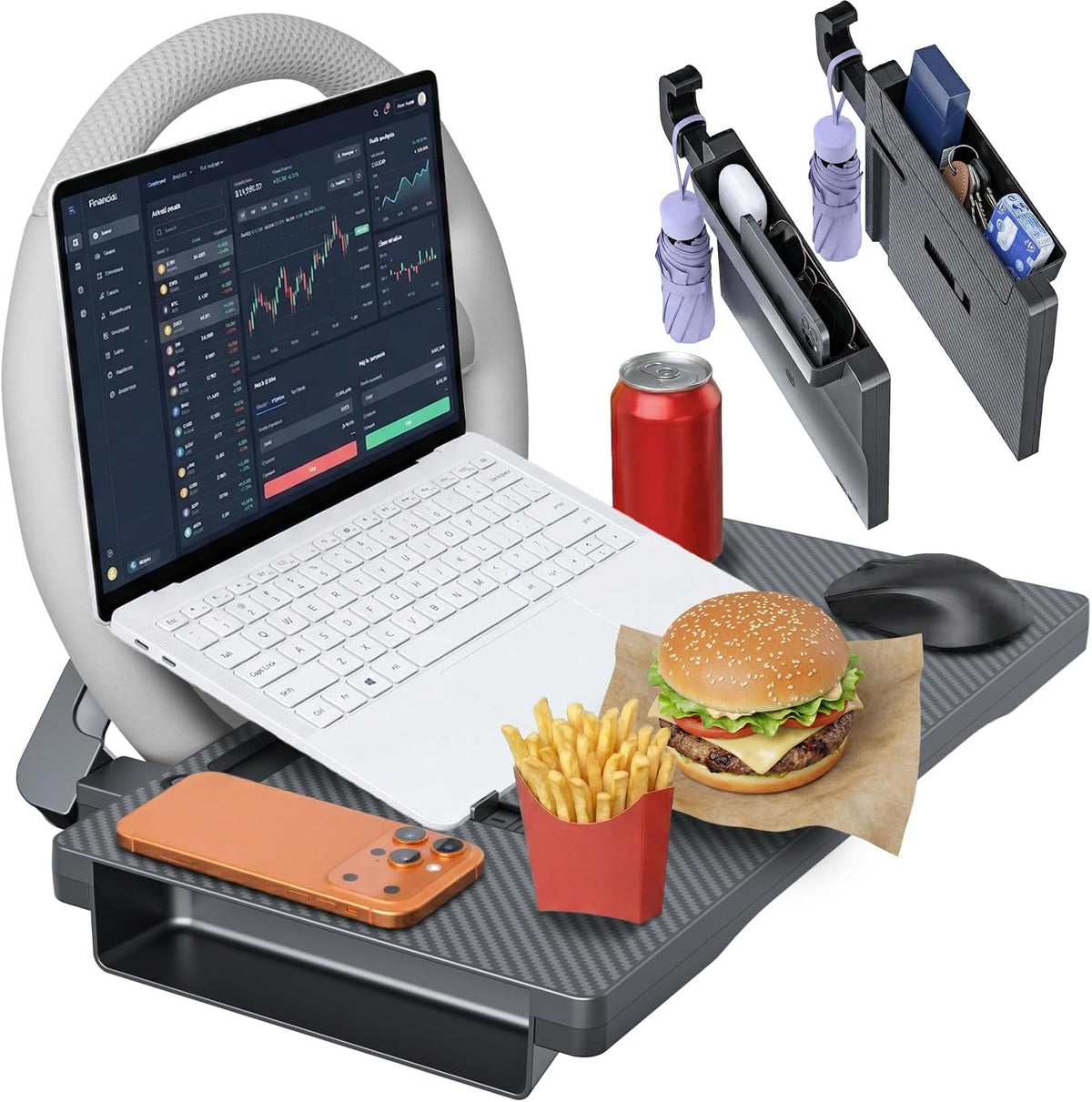 Auto-Tablett, Laptop-Schreibtisch für Lenkrad, Lenkradablage, praktisch zum Essen und Arbeiten unterwegs, ideal für Laptop, Tablet oder Telefon, Lenkradschreibtisch