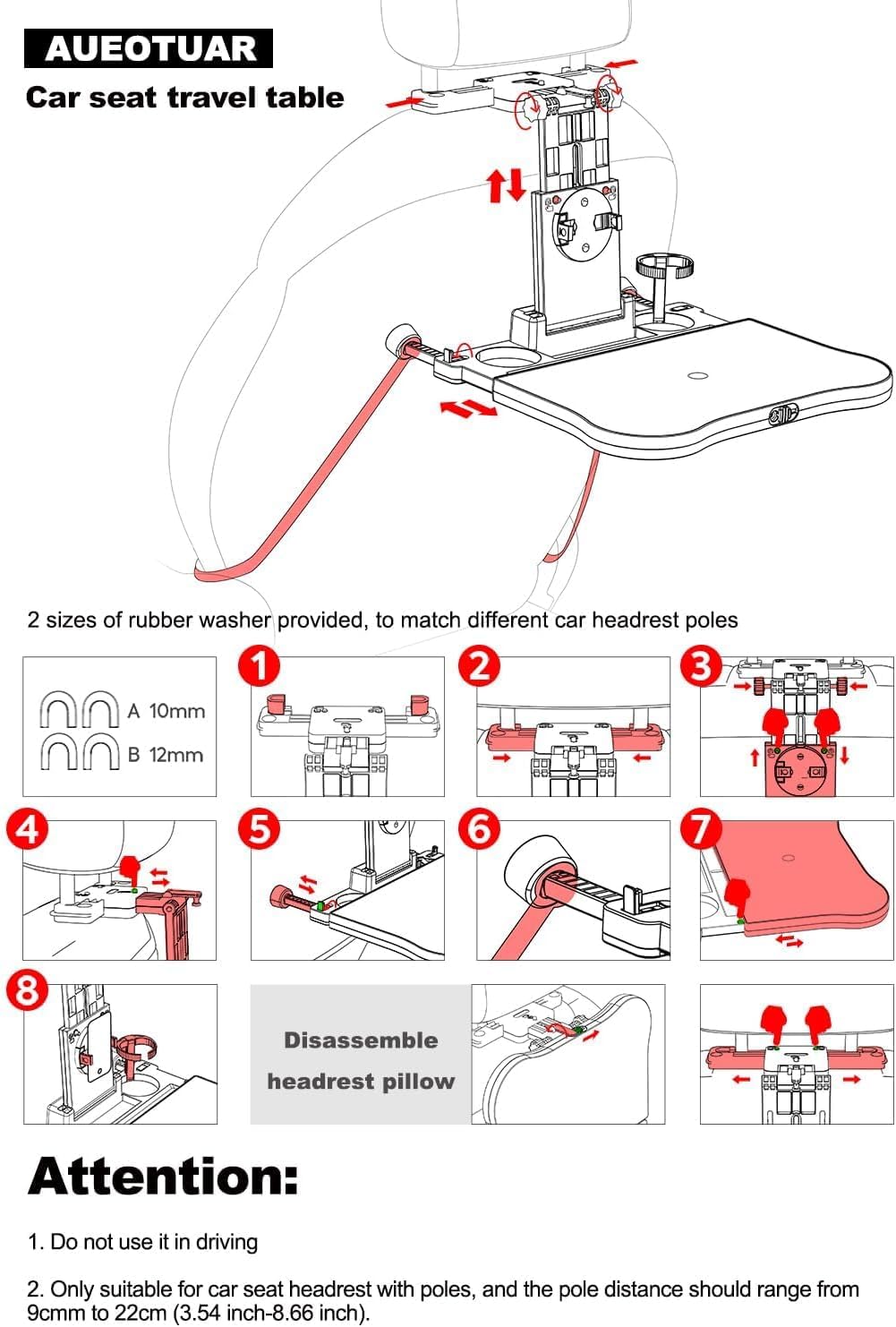 Auto Tisch für Rücksitz Beifahrer, Schreibtisch mit Getränkehalter und Handyhalter, Multifunktional Esstisch für Kinder Erwachsene Klappbar Einstellbar Belastbarkeit 15-20 kg(mit EU-Patent)