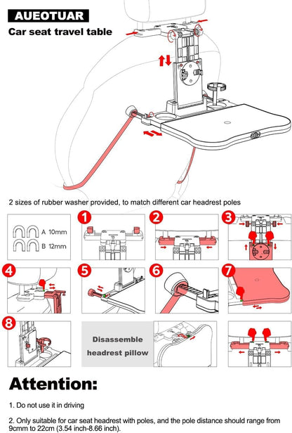 Auto Tisch für Rücksitz Beifahrer, Schreibtisch mit Getränkehalter und Handyhalter, Multifunktional Esstisch für Kinder Erwachsene Klappbar Einstellbar Belastbarkeit 15-20 kg(mit EU-Patent)