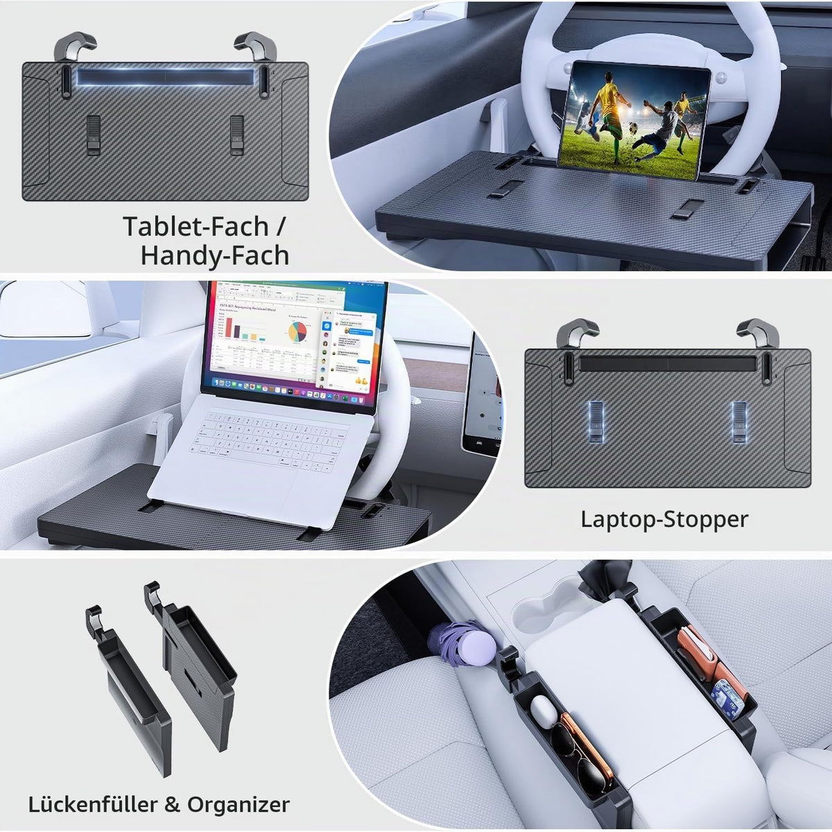 Auto-Tablett, Laptop-Schreibtisch für Lenkrad, Lenkradablage, praktisch zum Essen und Arbeiten unterwegs, ideal für Laptop, Tablet oder Telefon, Lenkradschreibtisch