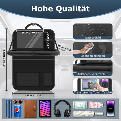 Auto Organizer, Autositz Organizer Große Rückenlehnenschutz Auto Kinder Multifunktional Wasserdicht Rücksitz Organizer mit Klapptisch, Tablet Tasche und Viele Taschen