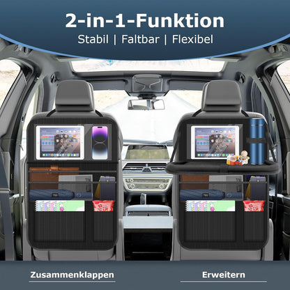Auto Organizer, Autositz Organizer Große Rückenlehnenschutz Auto Kinder Multifunktional Wasserdicht Rücksitz Organizer mit Klapptisch, Tablet Tasche und Viele Taschen